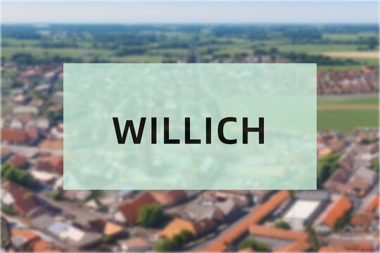 Willich: Der Name der deutschen Stadt Willich im Bundesland Nordrhein-Westfalen vor einem Hintergrundbild