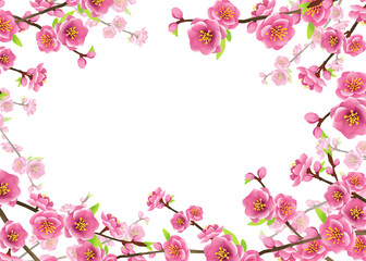Fototapeta na wymiar frame of peach tree with pink flowers 