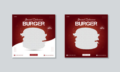 Social media food menu restaurant business marketing or web banner template design with instagram food promotion banner template