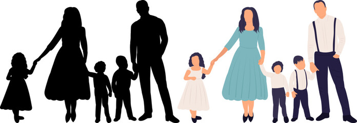 family silhouette on white background vector