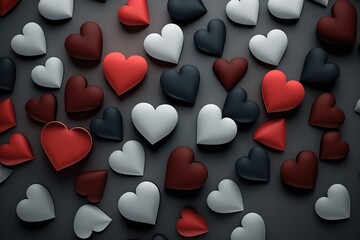 Heart Background, hearts of different shapes and colors for a greeting card or wallpaper