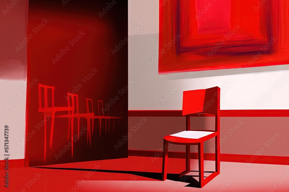 Poster The Chair Lecture red in the room. Generative AI