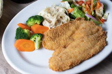 Healthy fish fillet with rice