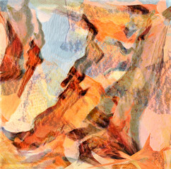 Fototapeta na wymiar Abstract digital abstract created by extensively modifying one of my own paintings using multiple filters