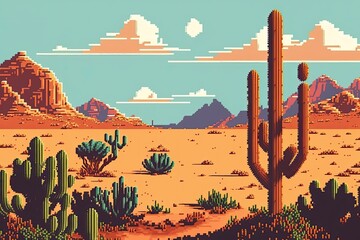 llustration of a game level design desert background - Created with generative ai
