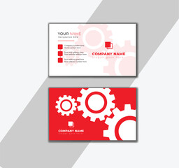 Simple Red Business Card, Vector, Illustration Corporate Eye-Catching Red Business Card Template.
