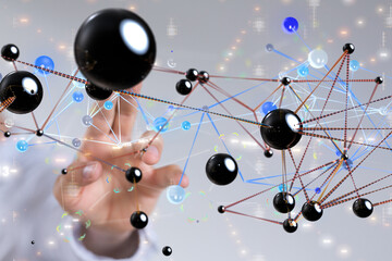 Obraz na płótnie Canvas Business intelligence analyst dashboard on virtual - connection
