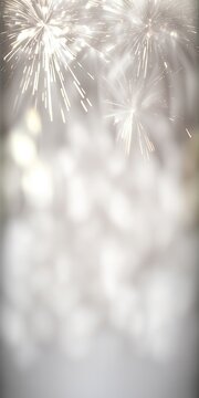 Defocused silver and gray fireworks with bokeh at New Year's and copy space on gliter paper. holiday with an abstract backdrop. Generative AI
