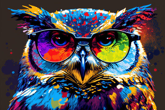 arte abstrata coruja colorida simbolo de sabedoria 