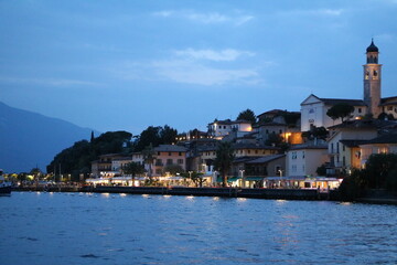 Fototapeta na wymiar Port of Limone sul Garda at Garda Lake, Lombardy Italy