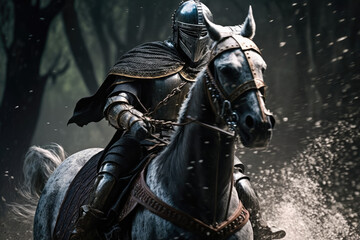 knight riding a horse in movie scene action sequence made by generative ai