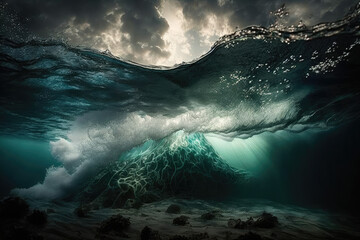 under water with dramatic lighting in the ocean made by generative ai
