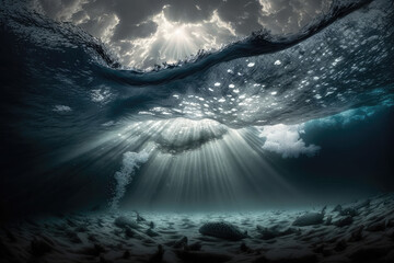 under water with dramatic lighting in the ocean made by generative ai