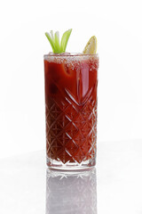 Bloody Mary cocktail with a slice of lemon