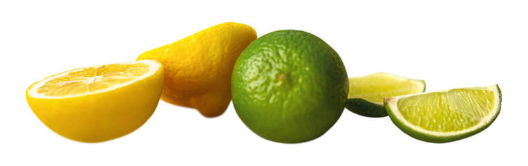 png sliced lemon and lime. without a shadow.