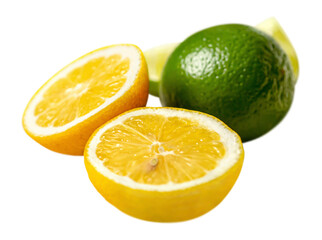 Obraz na płótnie Canvas png sliced lemon and lime. without a shadow.