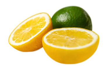 png sliced lemon and lime. without a shadow.