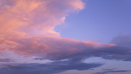Beautiful sunset in pink and blue sky.
