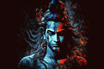 Hindu god Shiva lord representation. Hinduism religion concept. Ai generated