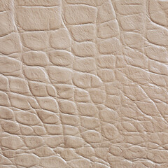 Texture of genuine leather close-up embossed under skin of reptile, natural square background