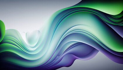 Fototapeta na wymiar Illuminating your Designs with Radiant Ripples: An Abstract Curved Green Color Wave Motion Background, Generative AI