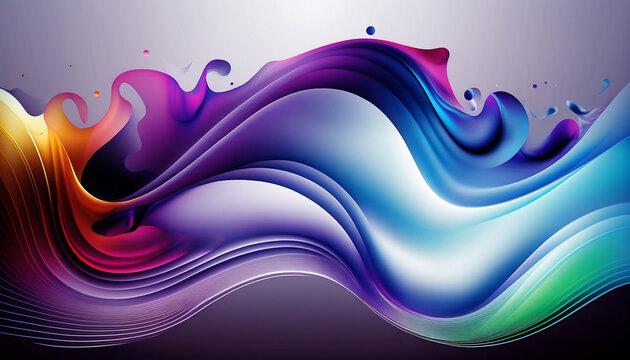Vibrant Waves: An Eye-catching Abstract Curved Multicolor Motion Gradient Background, Generative AI