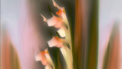  a blurry photo of a flower in a vase with a blurry image of the flowers in the vase and the background is blurry.  generative ai