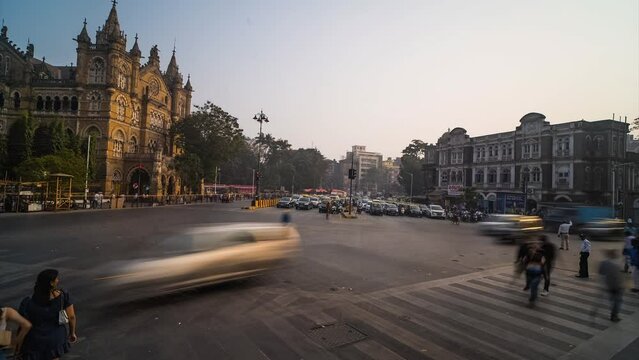 Mumbai busy road traffic timelapse hyper lapse 4k panoramic, India