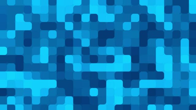 Square pixel abstract tech blue animation as display decoration background