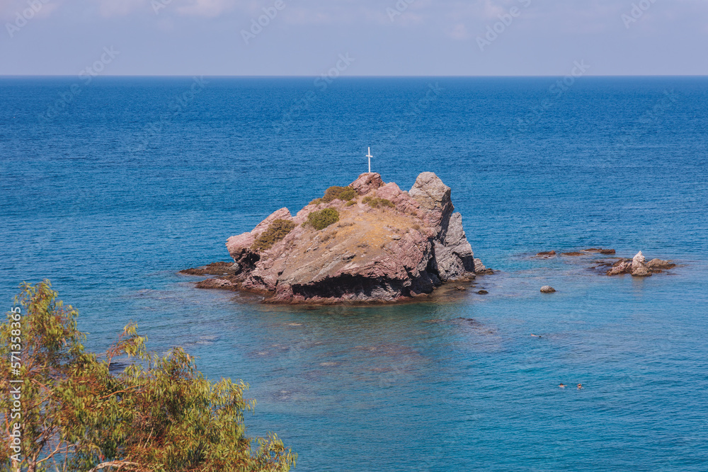 Wall mural Rock near Baths of Aphrodite botanical garden in Akamas National Forest on the Akamas Peninsula, Paphos District in Cyprus