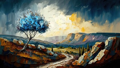 paint like illustration of beautiful nature landscape , Generative Ai