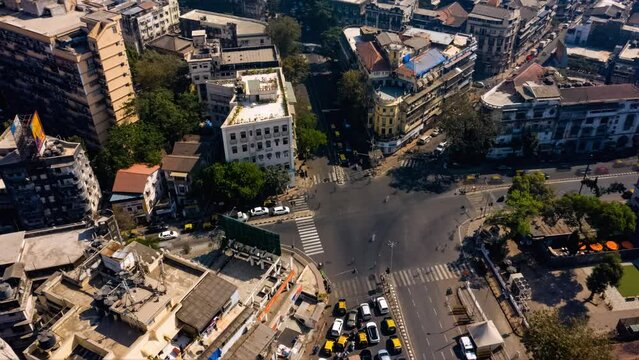 Mumbai downtown aerial timelapse hyperlapse drone view, India, Maharashtra, 4k 