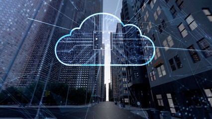 Smart City Artificial intelligence Cloud Computing Network Technology CG background