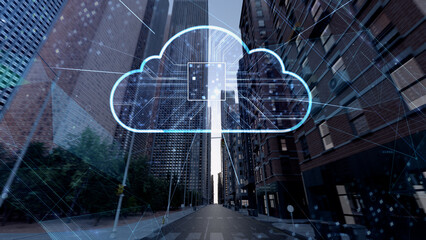 Smart City Artificial intelligence Cloud Computing Network Technology CG background