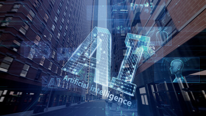 Smart City Artificial intelligence Network Building Technology CG animation background 