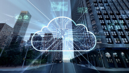 Smart City Artificial intelligence Cloud Computing Network Technology CG background