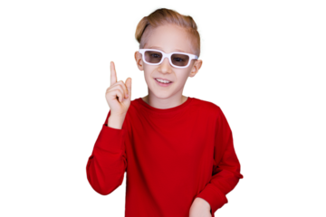 Boy on transparent showing thumbs up
