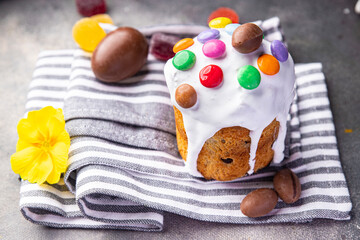 holiday Easter cake sweet baking easter food dessert treat orthodox christian treat meal snack on the table copy space food background top view