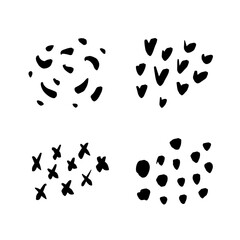 Set of Hand drawn black spots