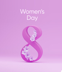 Women's day realistic design in isolated background. 3d rendering