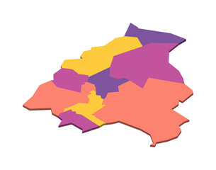 Bolivia political map of administrative divisions - departments. Isometric 3D blank vector map in four colors scheme.