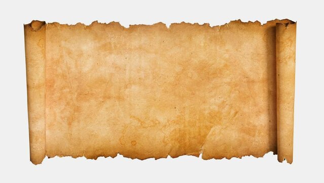 Old paper scroll or parchment animation. Two types of luma matte, for background and text, 4k 