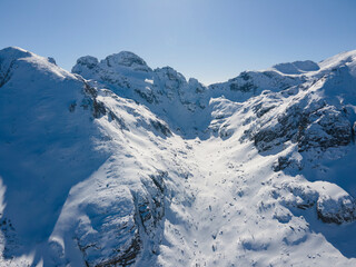 Fototapeta na wymiar Aerial winter view of Rila Mountain near Malyovitsa peak, Bulgaria