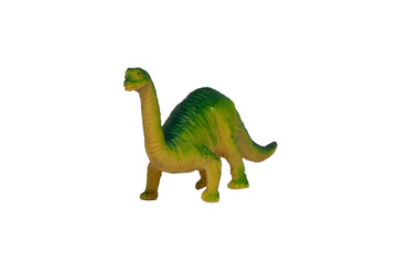 Toy dinosaur. A plastic Diplodocus isolated on a white background.