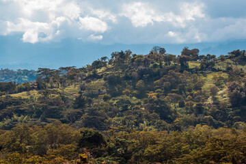 Hilly landscape in the countryside. Santander, Colombia.