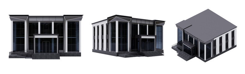 3d modern office building isolated