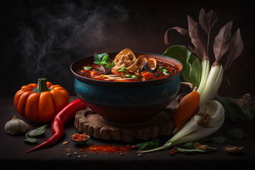 Delicious kimchi stew, generative ai