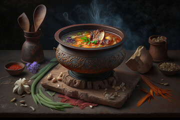 Delicious kimchi stew, generative ai