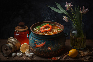 Delicious kimchi stew, generative ai