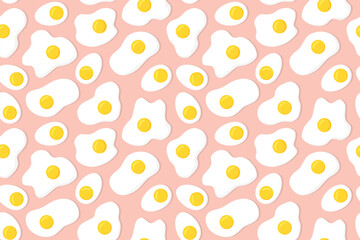 seamless pattern with fried and halves of boiled eggs- vector illustration